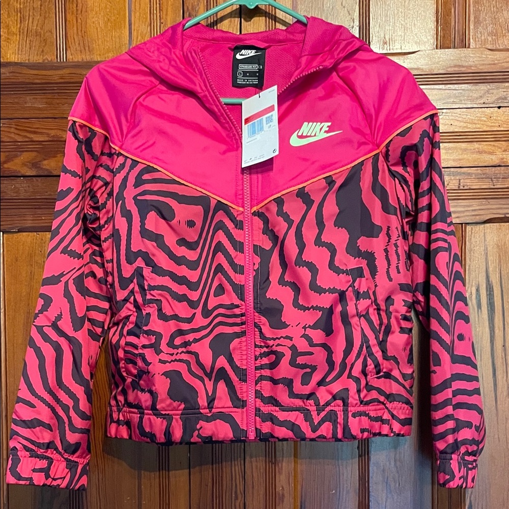 Nike Kids Vibrant Pink and Black Raincoat Girls size L. Nonsmoking home.